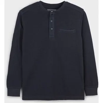 Chlapecké tričko jednobarevné modré triko na knoflíčky Mayoral 7043-19 velikost 152