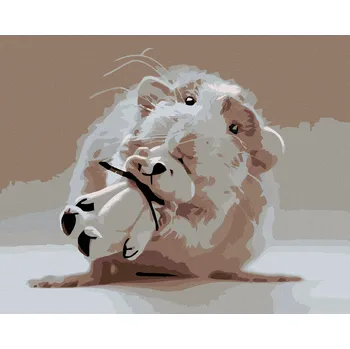 Hračka Diamondi Diamantové malování - MYŠKA S BÍLÝM MEDVÍDKEM Rozměr: 40x50 cm, Rámování: vypnuté plátno na rám