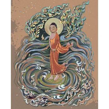 Diamondi Diamantové malování - BUDDHA VE VLNÁCH Rozměr: 40x50 cm, Rámování: bez rámu a bez vypnutí plátna