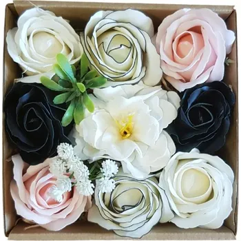 Mýdlo made by ANTEROS Dekorace Mýdlové květy White Black mix v dárkovém boxu