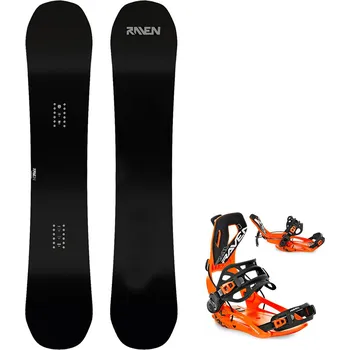 Snowboard Snowboard komplet Raven Pure black + vázání Fastec FT360 orange Velikost: 148 cm, Velikost vázání: M