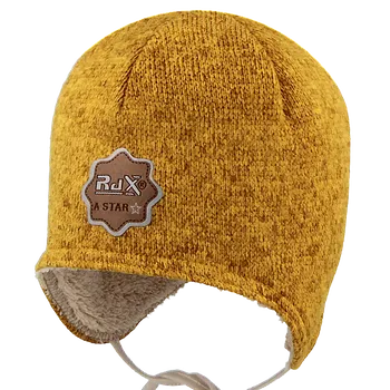 Dětská móda RDX Kojenecká vázací čepice nažehlovačka Hořčicová Vel. 0