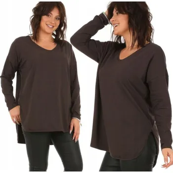 Dámská halenka Fashionweek Pohodlná bavlněná tunika s dlouhým rukávem MF630 Barva: Hnědý, Velikost: Universal