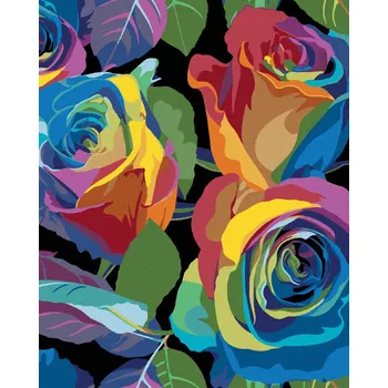 Hračka Diamondi Diamantové malování - ZBARVENÉ RŮŽE Rozměr: 40x50 cm, Rámování: bez rámu a bez vypnutí plátna