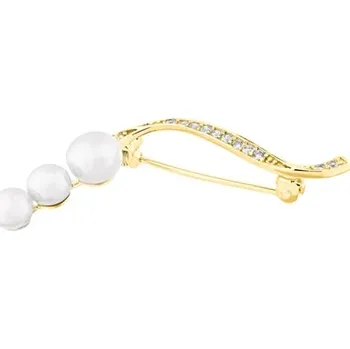 Brož Stříbrná pozlacená brož s perlami SVLD0002XD2GP00 + dárek zdarma