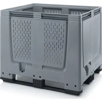 paleta Big boxy s větracími otvory 120 x 100 x 100 cm, 3 ližiny - Stříbrošedá - materiál: 1 A nový materiál HD-PE - MBO 1210K