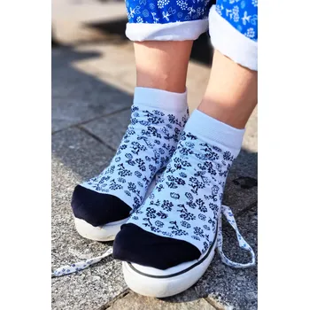 Dámské ponožky Kotníkové folklorní ponožky Modrotisk I - bílá Velikost: EU 39-42