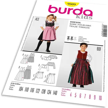 Volný čas Střih Burda 9509 - Dětské krojové šaty