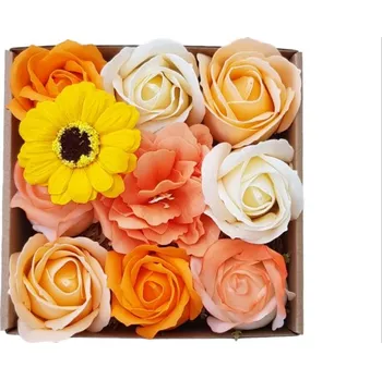 Mýdlo made by ANTEROS Dekorace Mýdlové květy Orange mix v dárkovém boxu