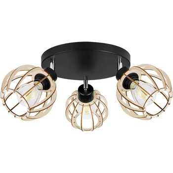 Bodové svítidlo Stropní svítidlo Timber 8, 3x dřevěné stínítko, op