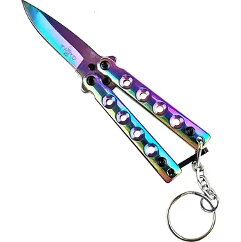 Bojový nůž Amont Mini duhový Balisong "KEYCHAIN"