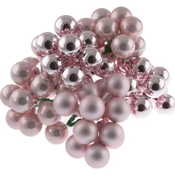 Vánoční dekorace Baňky na drátku 2,5cm, 72ks SV.RŮŽOVÉ