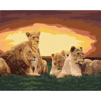 Hračka Diamondi Diamantové malování - LVÍ RODINA Rozměr: 40x50 cm, Rámování: bez rámu a bez vypnutí plátna