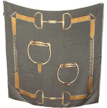 Šátek Hedvábný šátek hnědý 90x90cm v dárkovém balení, WHITE ORCHID