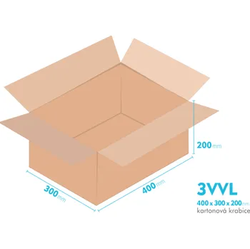 Obalový materiál Kartonové krabice 3VVL - 400x300x200mm - vnitřní 395x295x190mm