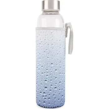 Láhev Láhev skleněná Glasee 0,6 l Kapky - modrá