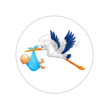 Jedlá dekorace na dort ČÁP S MIMINKEM, VARIANTA Jedlý papír 645