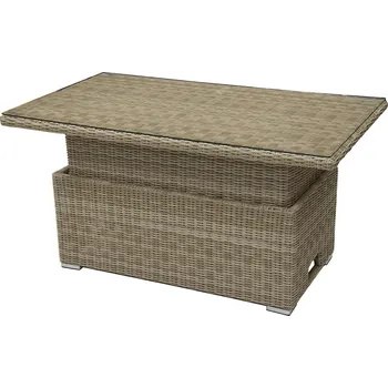 Zahradní stůl DEOKORK Ratanový stůl výsuvný jídelní / odkládací 140 x 80 cm SEVILLA (béžová)