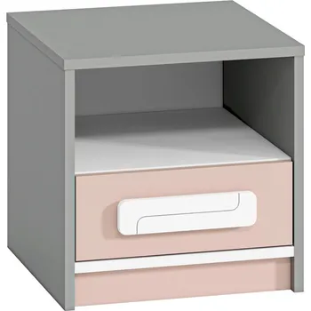 Noční stolek Nábytek PEGAS s.r.o. Noční stolek IQ 1301, Šedá Platina/Bílá/Pudrová