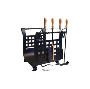 Krbové nářadí Koš na dřevo 50 s krbovým nářadím