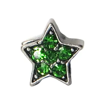 Korálek Korálek kovový HVĚZDA zelených kamínků TOPBEADS