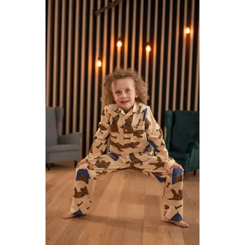 Pánské oblečení LUIZ Dětské flanelové pyžamo 102 Modrá - SLEVA- Velikost: 128