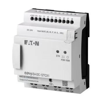 Elektronická součástka EATON 197214 EASY-E4-DC-12TCX1 Řídicí relé easyE4 bez displeje, 24V DC, 8 vstupů, 4 tranzistorové vý