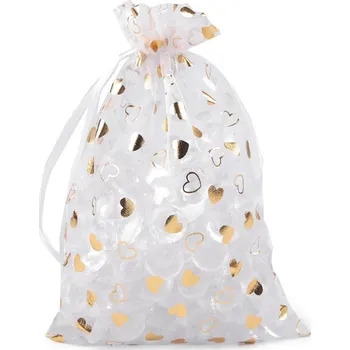Dárkový pytlík srdíčka 14x21 cm organza