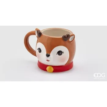 Vánoční dekorace Vánoční porcelánový hrnek na čaj/kakao jelínek, 9,5x11 cm