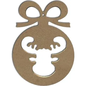 Vánoční dekorace Dřevěný výřez k dekoraci Gomille závěsný, 15 cm – baňka se sobem