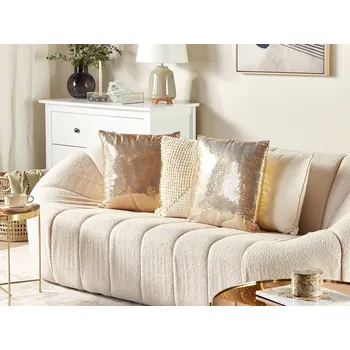 Bytový textil Sada 2 dekorativních polštářů zlatá polyester 45 x 45 cm čtvercové třpytivé flitry doplňky Beliani