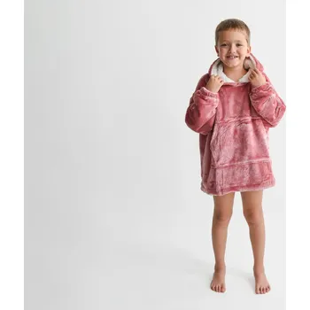 Dětská deka XPOSE® Dětská Mikinová deka s beránkem (malá) - starorůžová, Mikroplyš s beránkem + Prodloužená možnost vrácení zboží do 50 dnů
