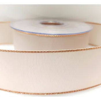 Stuha Stuha rypsová se třpytivým lemem - béžová 40 mm/1 m