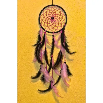 Lapač snů Lapač snů - Růžovo černý (handmade) (Ručně vyráběný, Růžovo černý lapač snů)