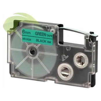 Pásek do tiskárny TONERSYP páska pro Casio XR-6GN, 6mm x 8m černý tisk / zelený podklad