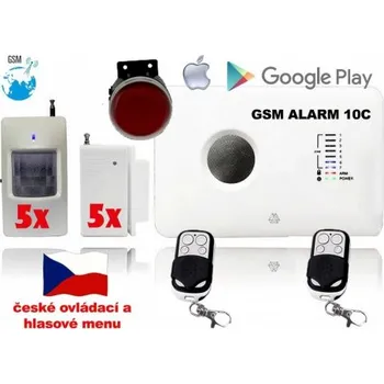 Pohybové čidlo GSM inteligentní alarm ALABASTR II - set 10 čidel, 10C, CZ MENU A ZVUK
