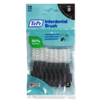 Zubní kartáček TePe Original mezizubní kartáčky z bioplastu 1,5 mm, černé, 8 ks