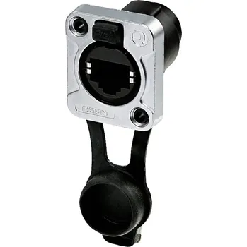 Elektrická zásuvka Rean AV RJ45 průchozí vestavná zásuvka, IP65, poniklované D pouzdro RRE8F-Z-000-1 zásuvka, rovná 1 ks