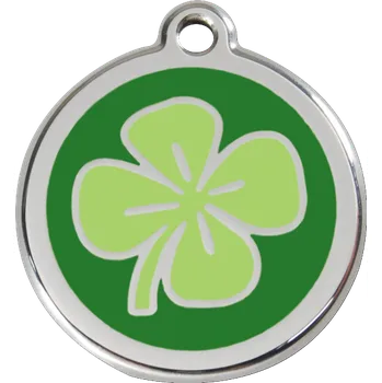 psí známka RED DINGO známka Čtyřlístek Zelený 37 mm Počet řádků: 3 řádky textu