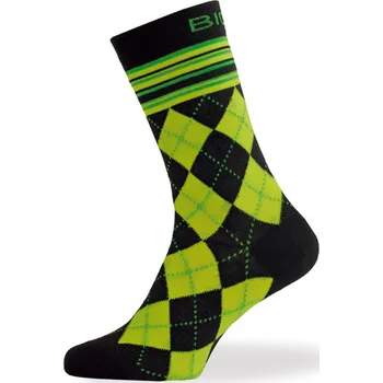 Pánské ponožky BIOTEX Cyklistické ponožky klasické - JACQUARD - černá/žlutá 37-39