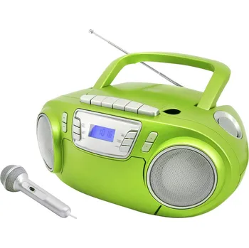 Radiopřijímač soundmaster SCD5800GR SCD5800GR rádio s CD, FM, USB, kazeta, rádiopřehrávač, včetně mikrofonu, zelená
