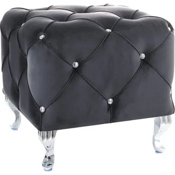 Taburet Nábytek PEGAS s.r.o. Taburet HESTIA K VELVET, černý BLUVEL 19/stříbrná