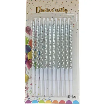 Dortová svíčka Dortové svíčky - stříbrná (10ks)