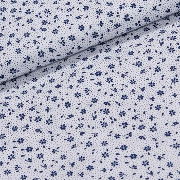 Bavlněné plátno Valerie VA003/02 tmavě modré květinky na bílé, š.160cm (látka v metráži)
