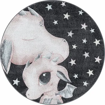 BRENO Kulatý dětský kusový koberec FUNNY dráček růžový 120 cm