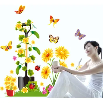 Samolepící dekorace Živá Zeď Samolepka na zeď Rýč s květy90 x 70 cm