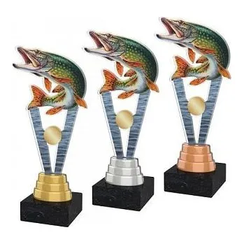 Akrylátová trofej - ryba - Text: Žádný Výška: 24cm Barva: Zlatá