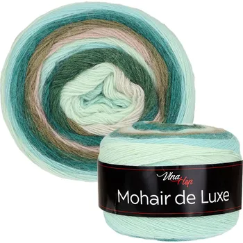 Pletací / háčkovací příze Vlna-Hep MOHAIR DE LUXE 7406 zeleno-krémová, melírovaná, efektní 150g/810m