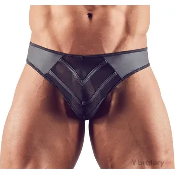 Pánské erotické prádlo Lesklá pánská tanga s průsvitnou kapsou na penis Svenjoyment, XL