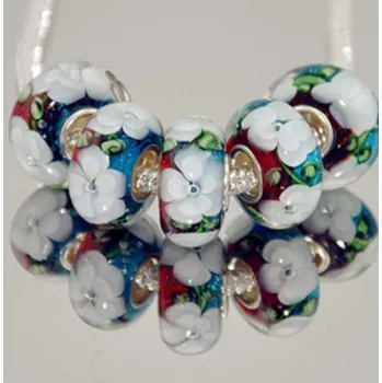 Korálek Korálek 1 KATY sklo Bílé růže - TOPBEADS